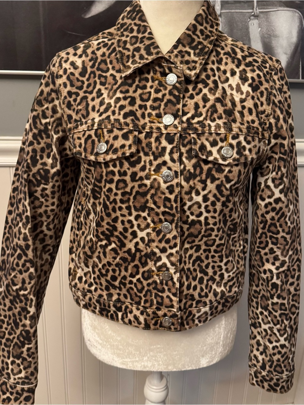 Loft Denim Leopard Print Jacket Size XS